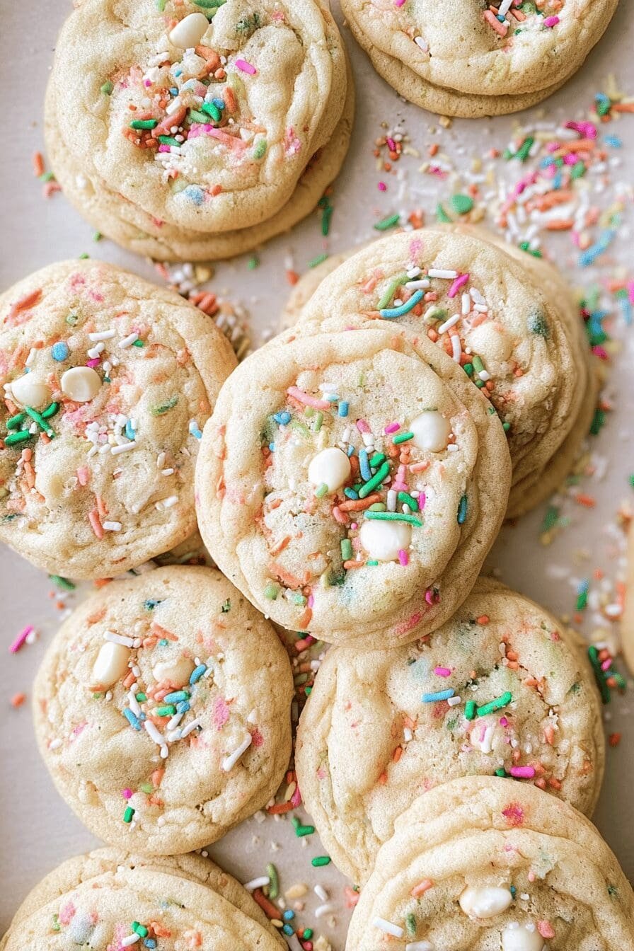 Soft White Chocolate Chip Sprinkle Cookies