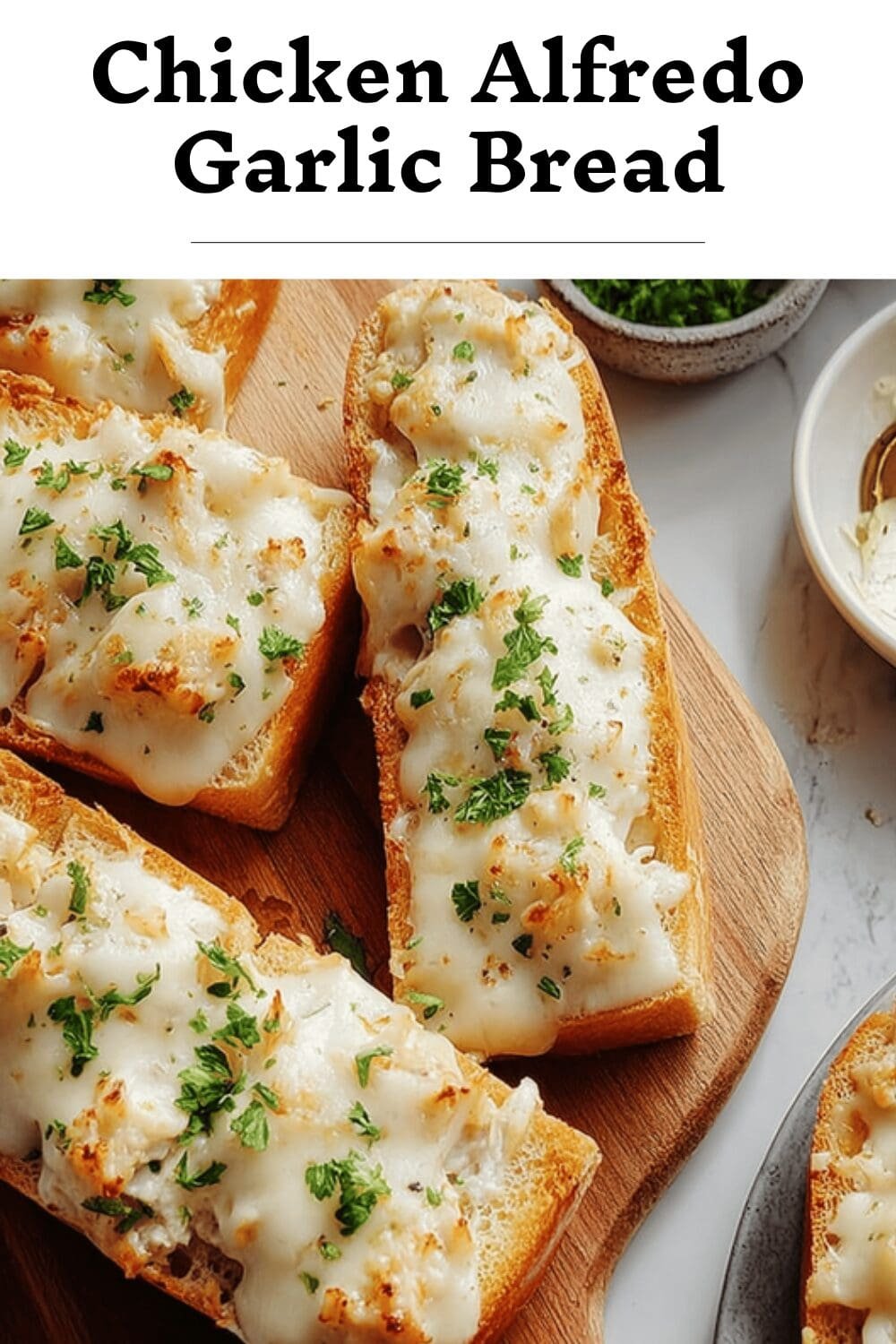 Chicken Alfredo Garlic Bread