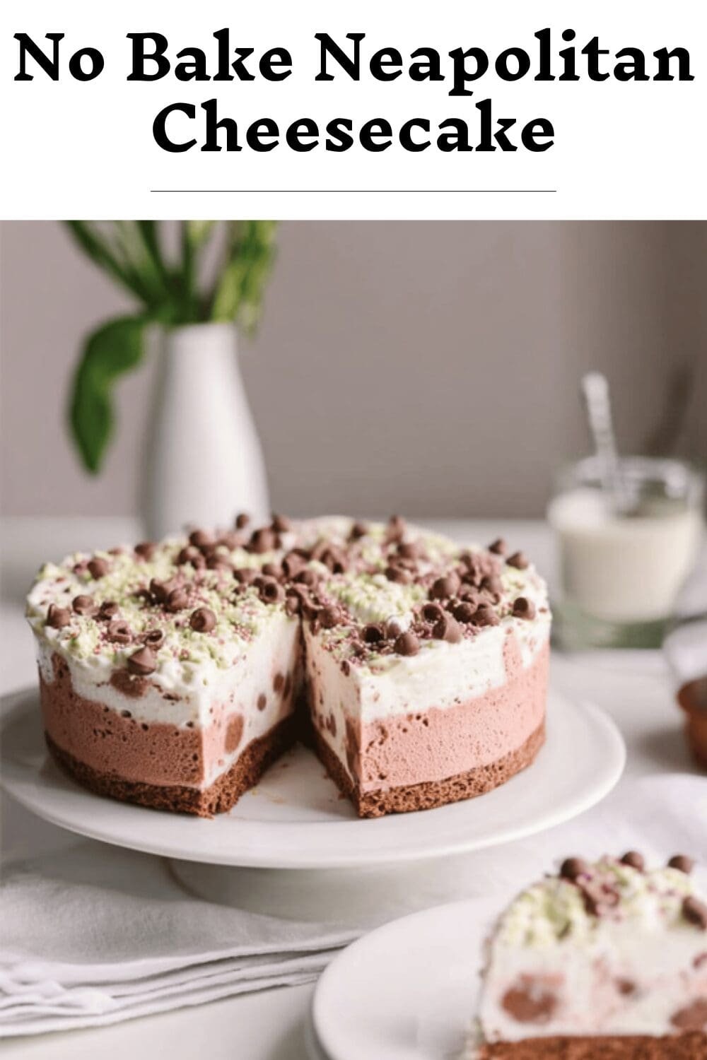 No Bake Neapolitan Cheesecake