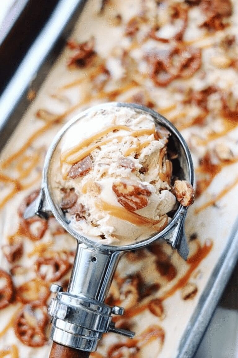 No Churn Salted Caramel Toffee Pretzel Ice Cream 58.Png