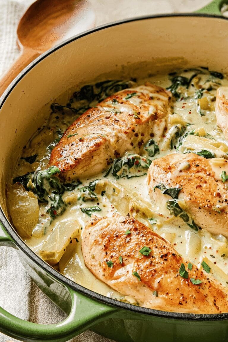 Skillet Chicken Creamy Spinach Artichoke Sauce 8.Png