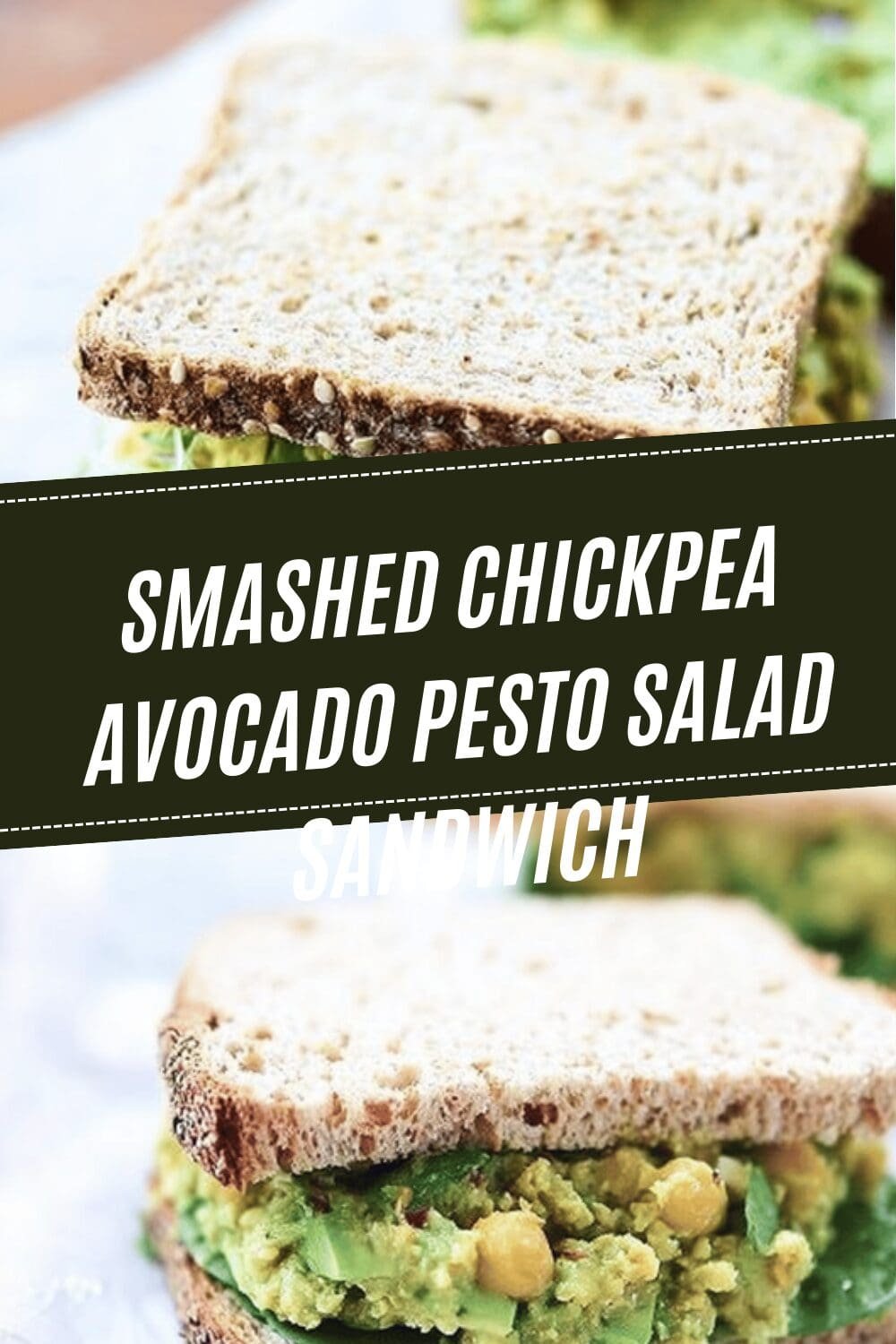 Smashed Chickpea Avocado Pesto Salad Sandwich
