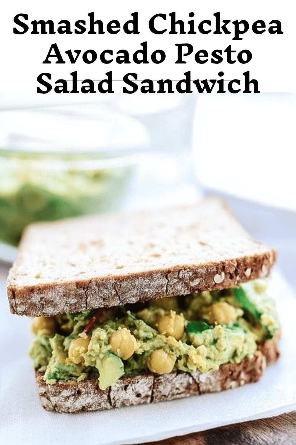 Smashed Chickpea Avocado Pesto Salad Sandwich