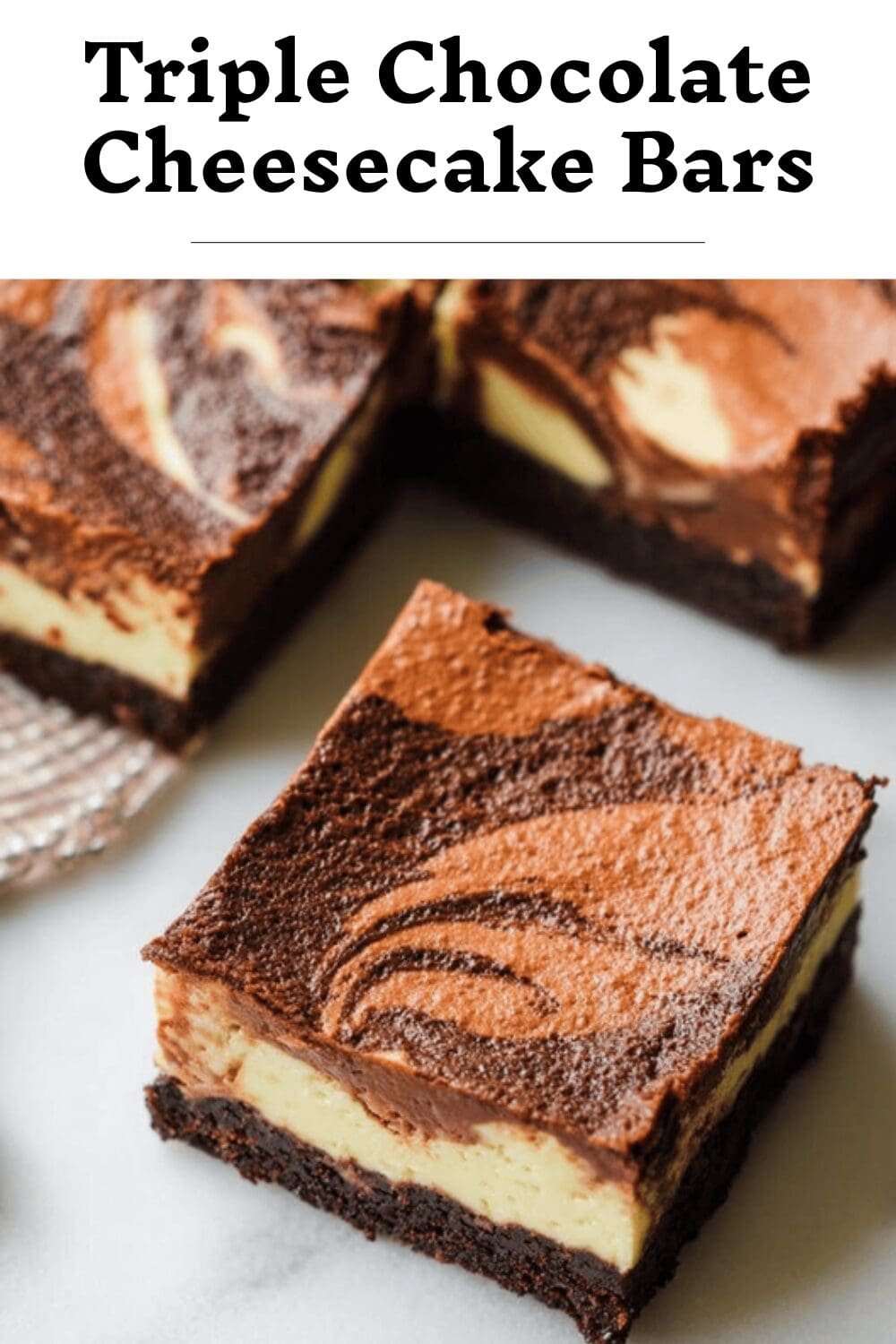 Triple Chocolate Cheesecake Bars Recipe With Rich Fudge And Creamy Filling 7 Triple Chocolate Cheesecake Bars