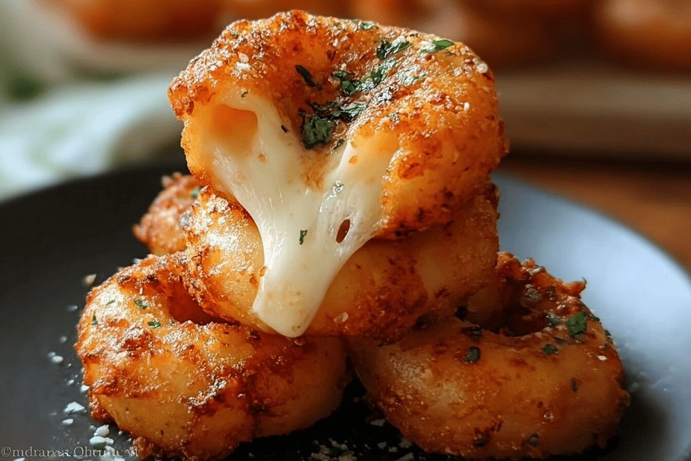 Cheesy Stuffed Mozzarella Onion Rings