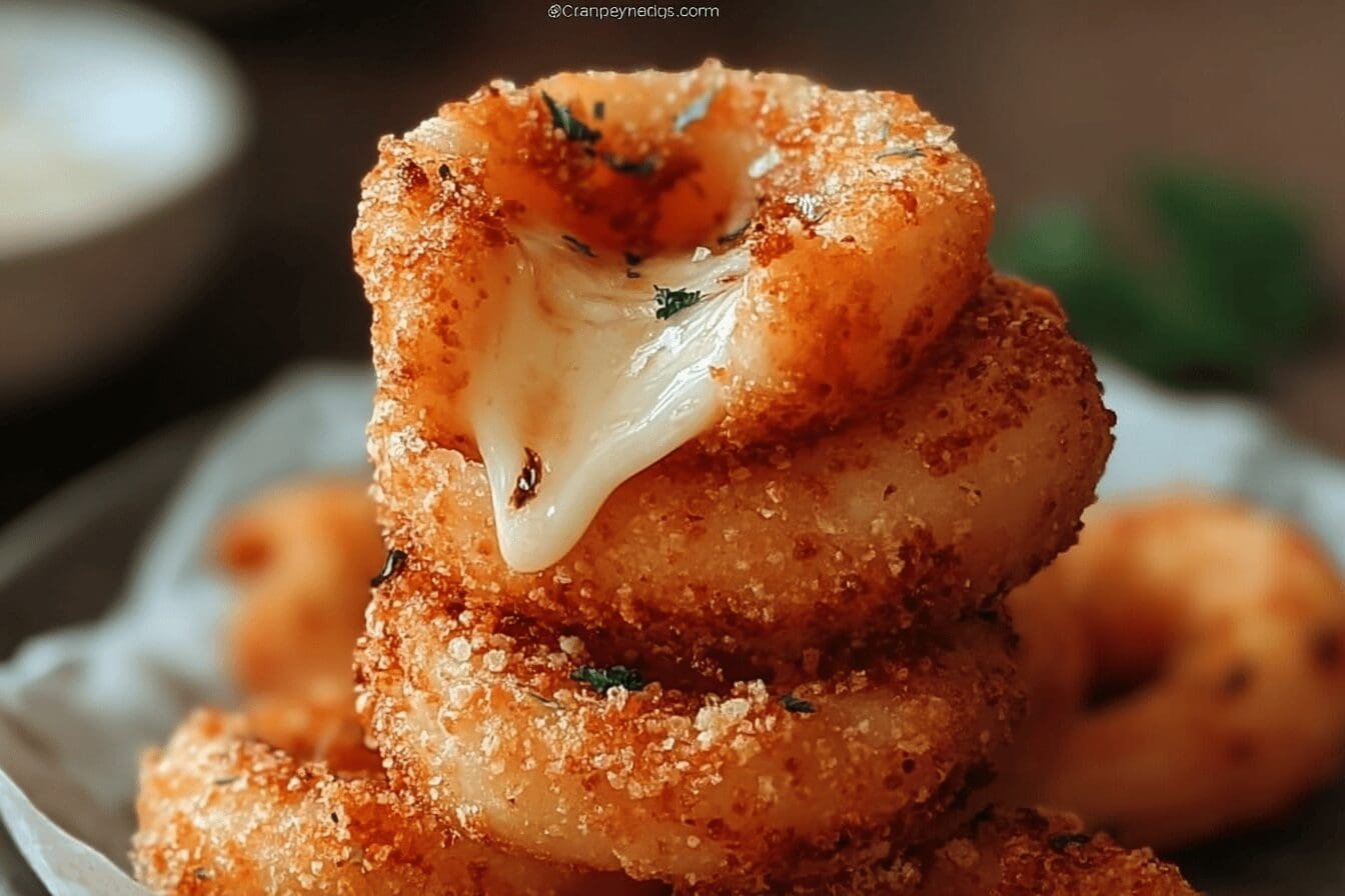 Cheesy Stuffed Mozzarella Onion Rings