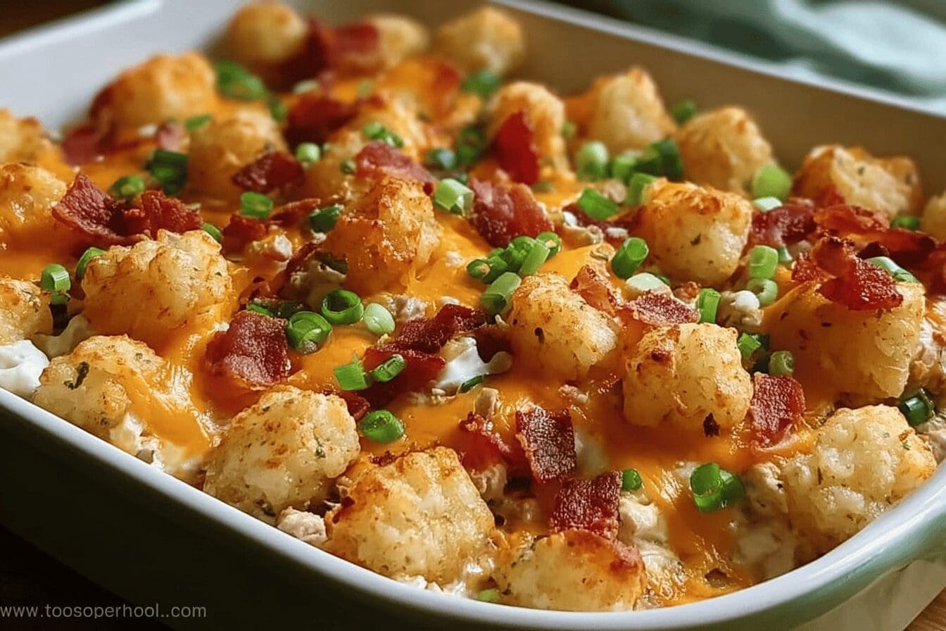 Chicken Bacon Ranch Tater Tot Casserole