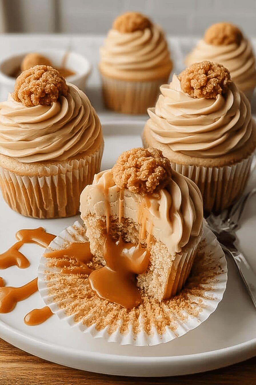 Churro Caramel Crunch Cupcakes