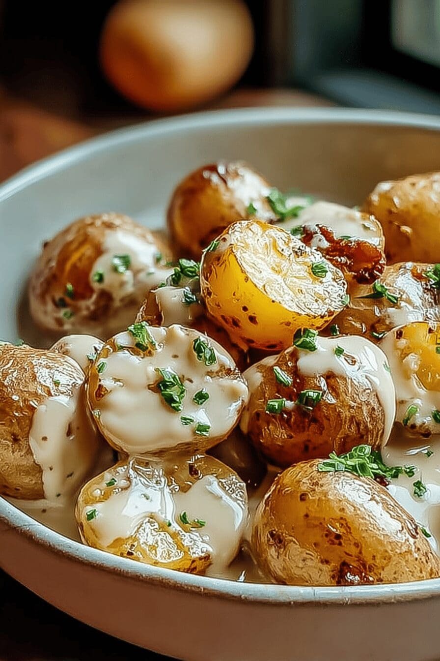 Creamy Garlic Baby Potatoes