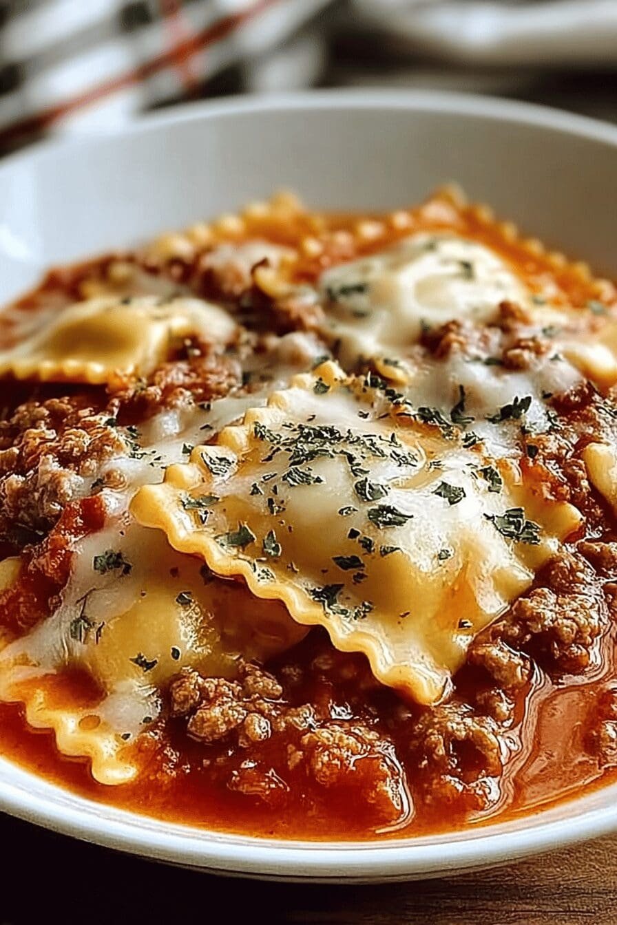 Crockpot Ravioli Lasagna