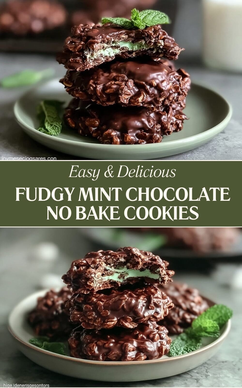 Fudgy Mint Chocolate No Bake Cookies