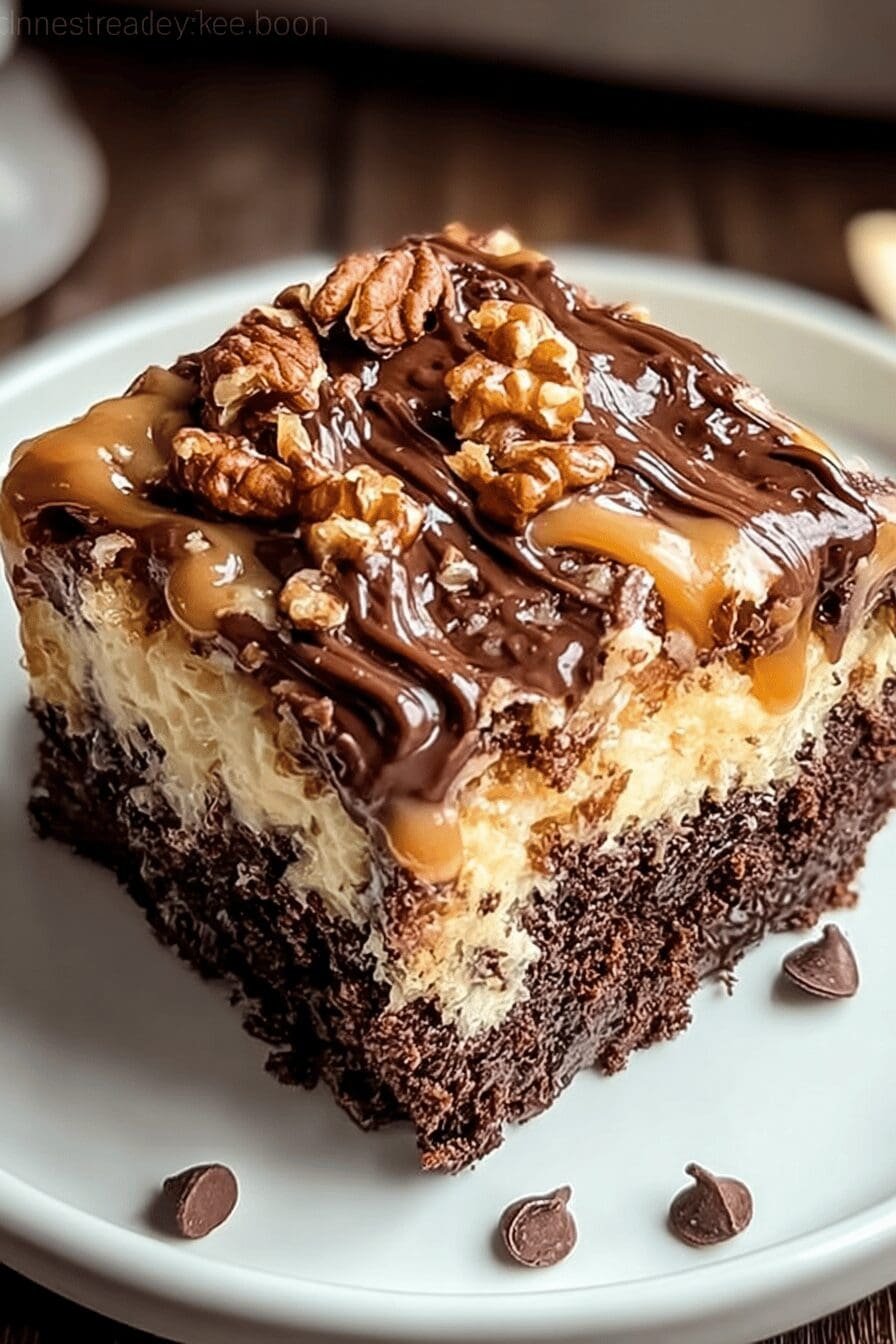 German Chocolate Poke Cake