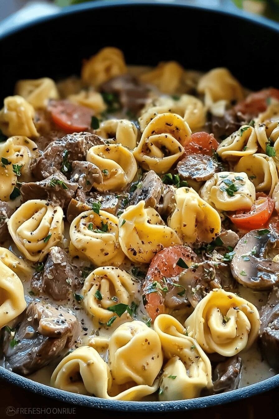 Philly Cheesesteak Tortellini Pasta