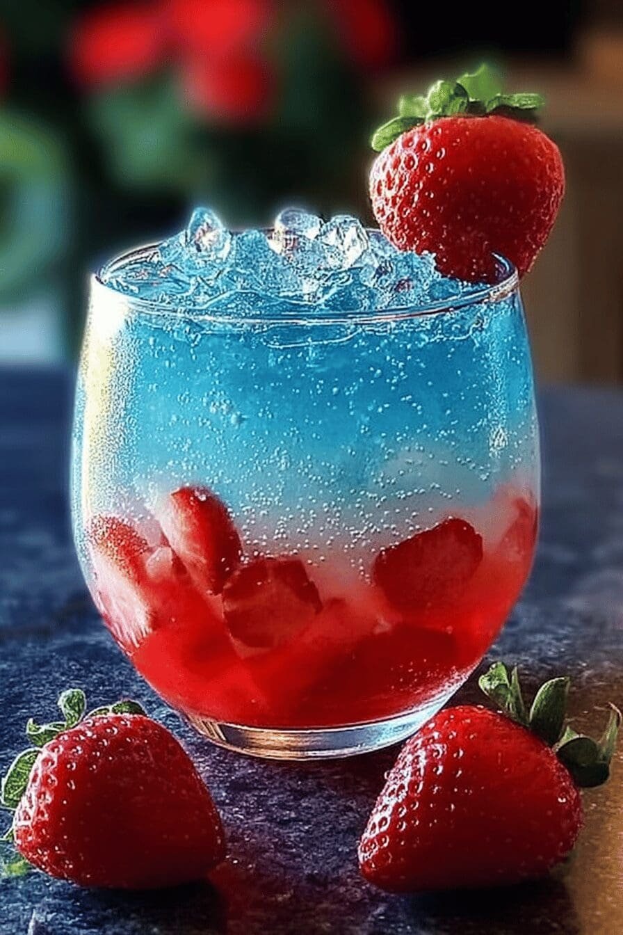 Strawberry Blue Hawaiian Cocktail