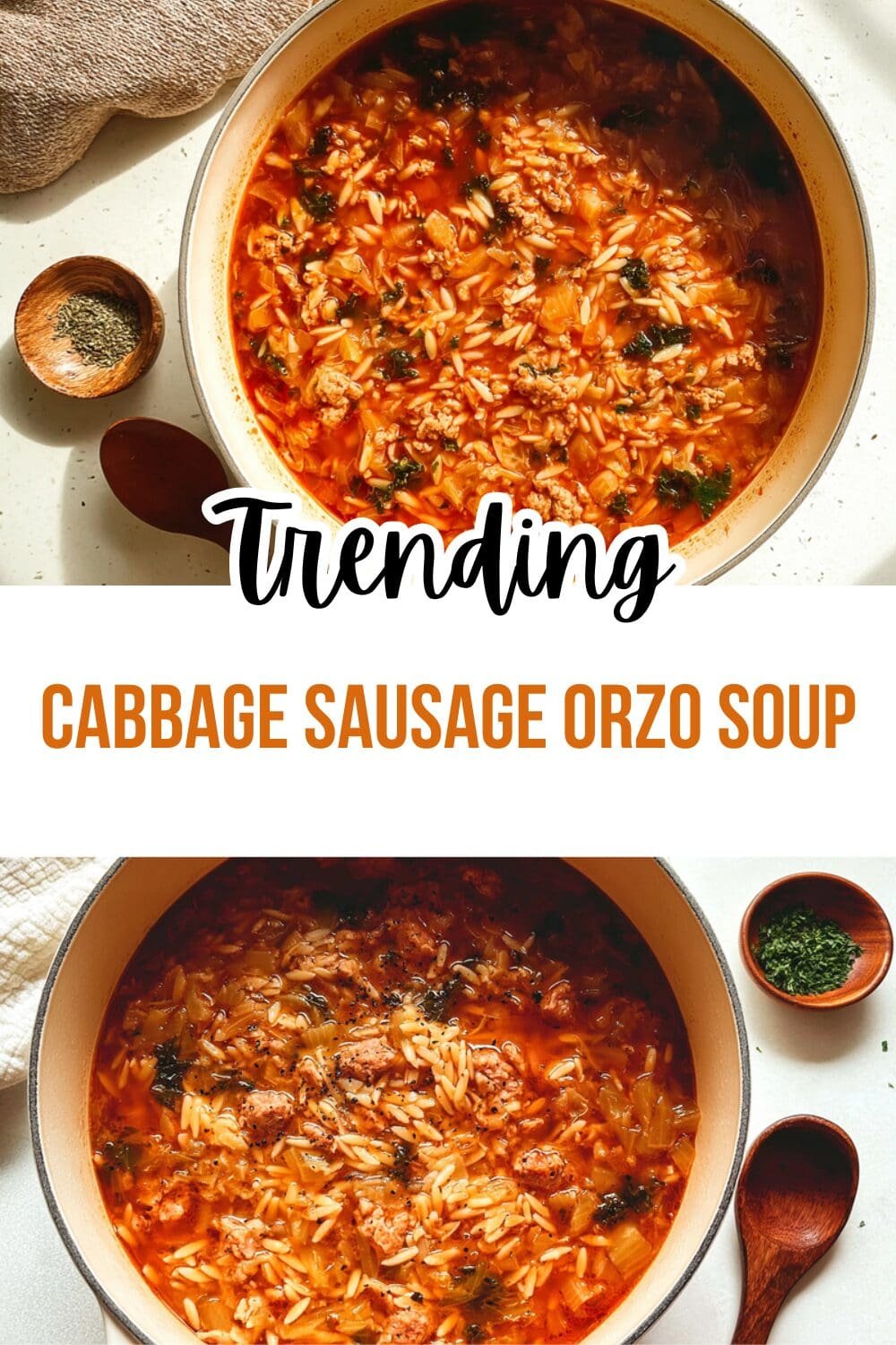 Cabbage Sausage Orzo Soup
