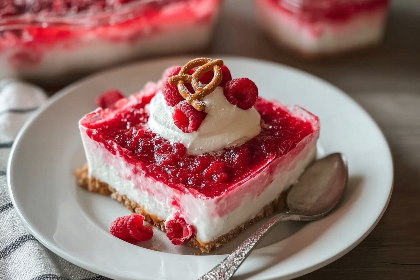 Creamy Raspberry Pretzel Dessert