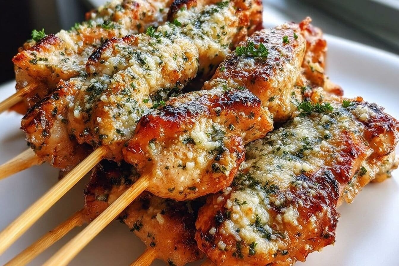 Garlic Parmesan Chicken Skewers