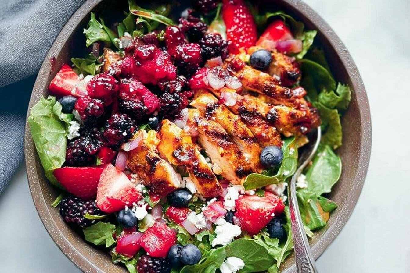 Grilled Berry Feta Chicken Salad