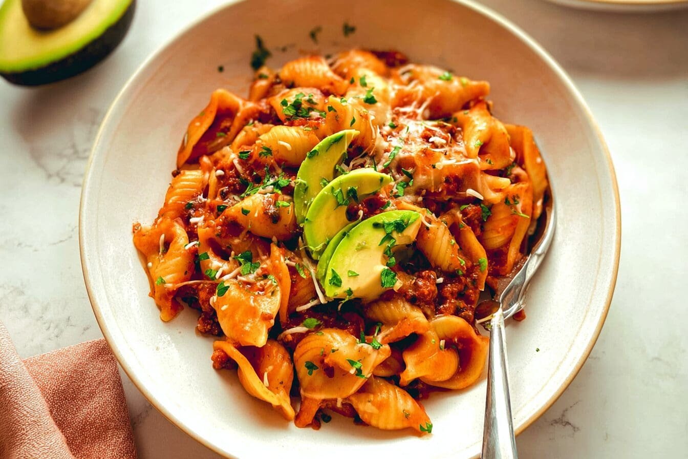 One Pot Cheesy Taco Pasta