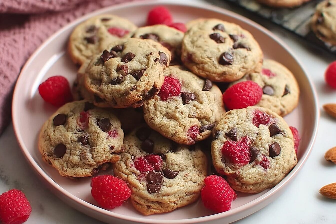 Raspberry Almond Chocolate Chip Cookies