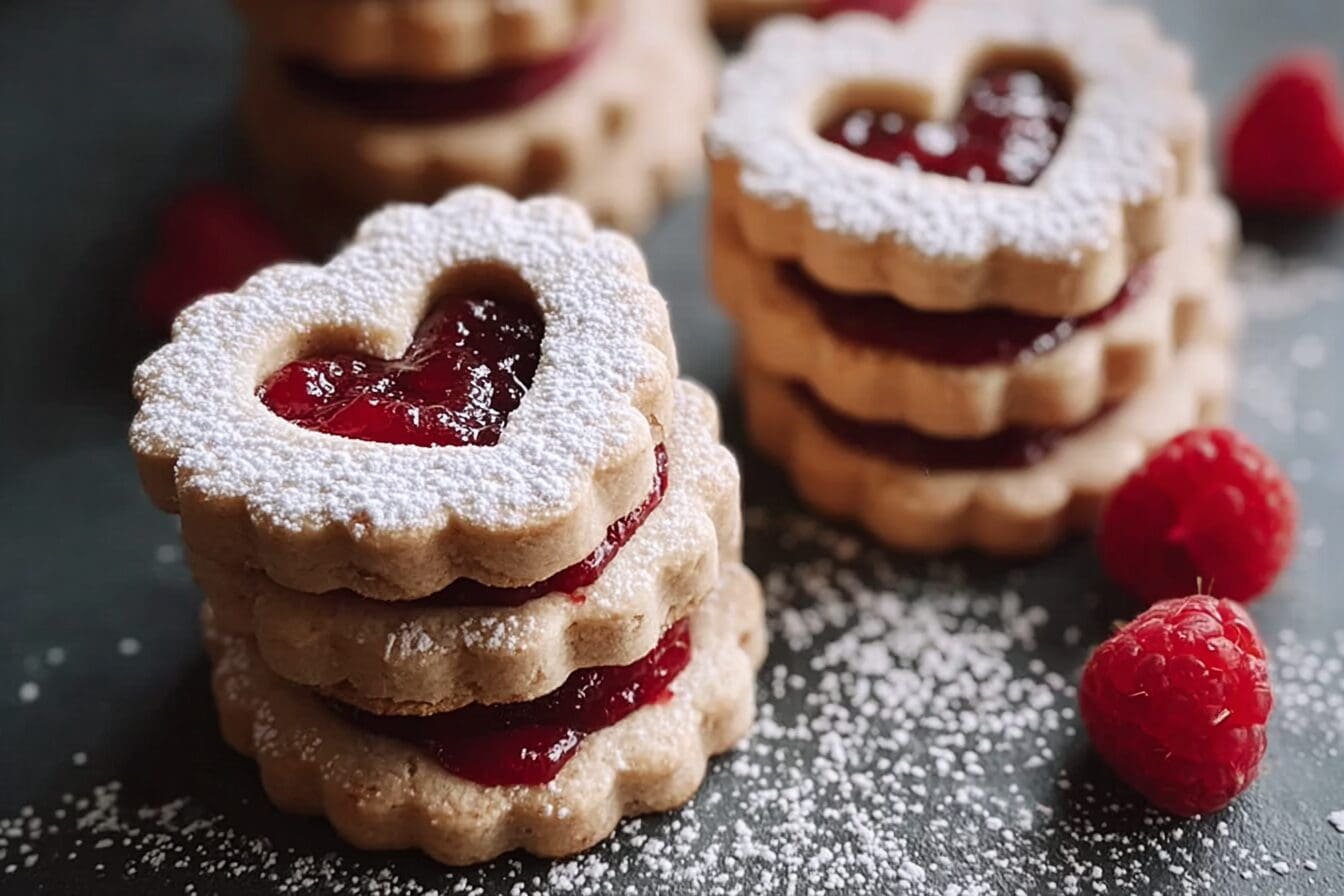 Raspberry Almond Linzer Cookies With Homemade Jam Filling 6 Raspberry Almond Linzer Cookies