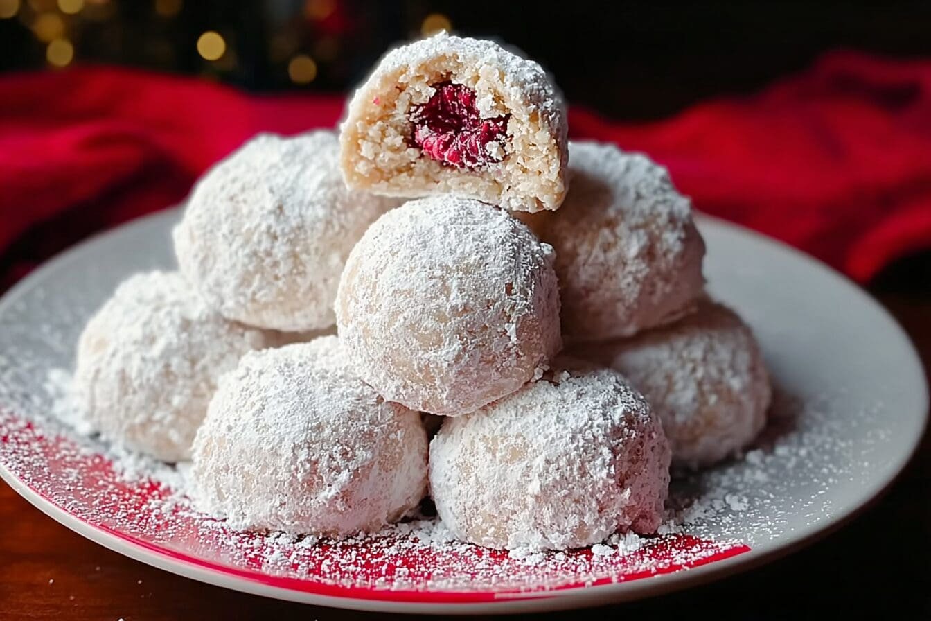 Almond Snowball Cookies Easy Filled Recipe Guide 6 Raspberry Almond Snowball Cookies