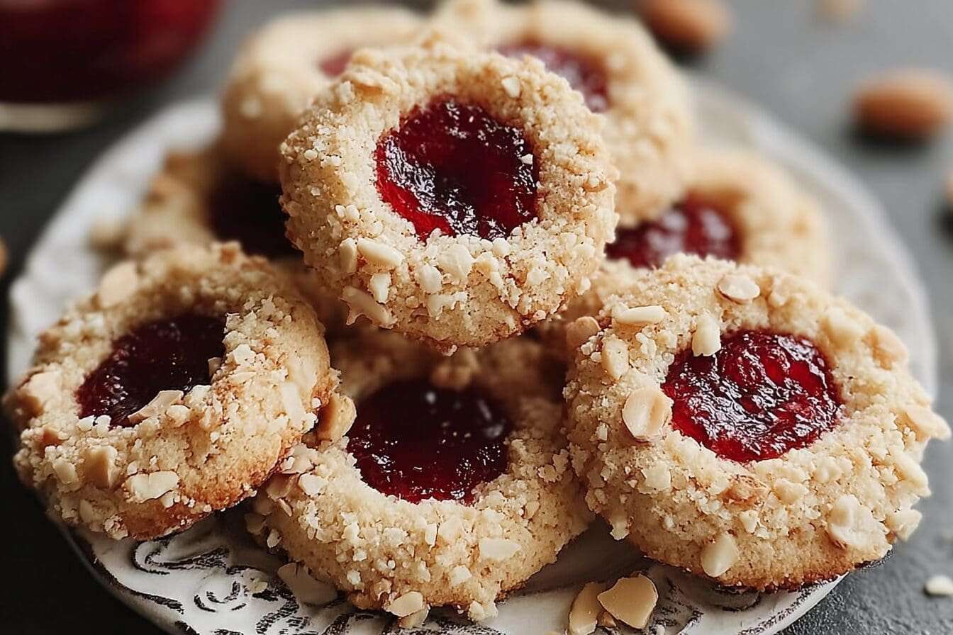 Raspberry And Hazelnut Thumbprint Cookies