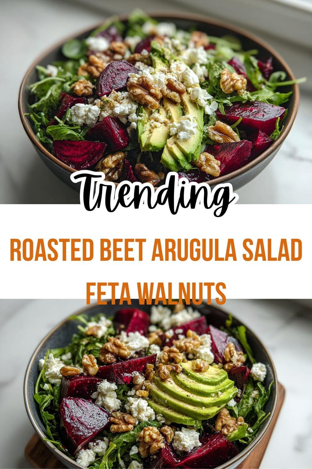 Roasted Beet Arugula Salad Feta Walnuts