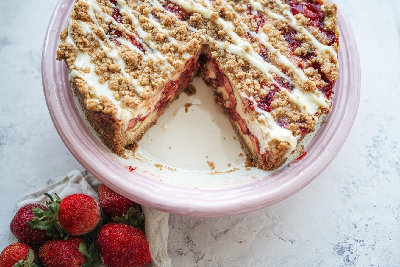 Roasted Strawberry Crumble Cheesecake Recipe