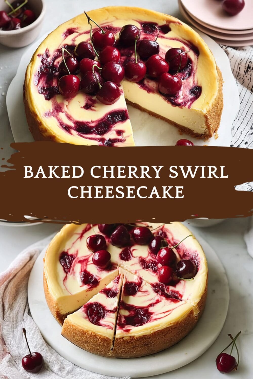 Baked Cherry Swirl Cheesecake