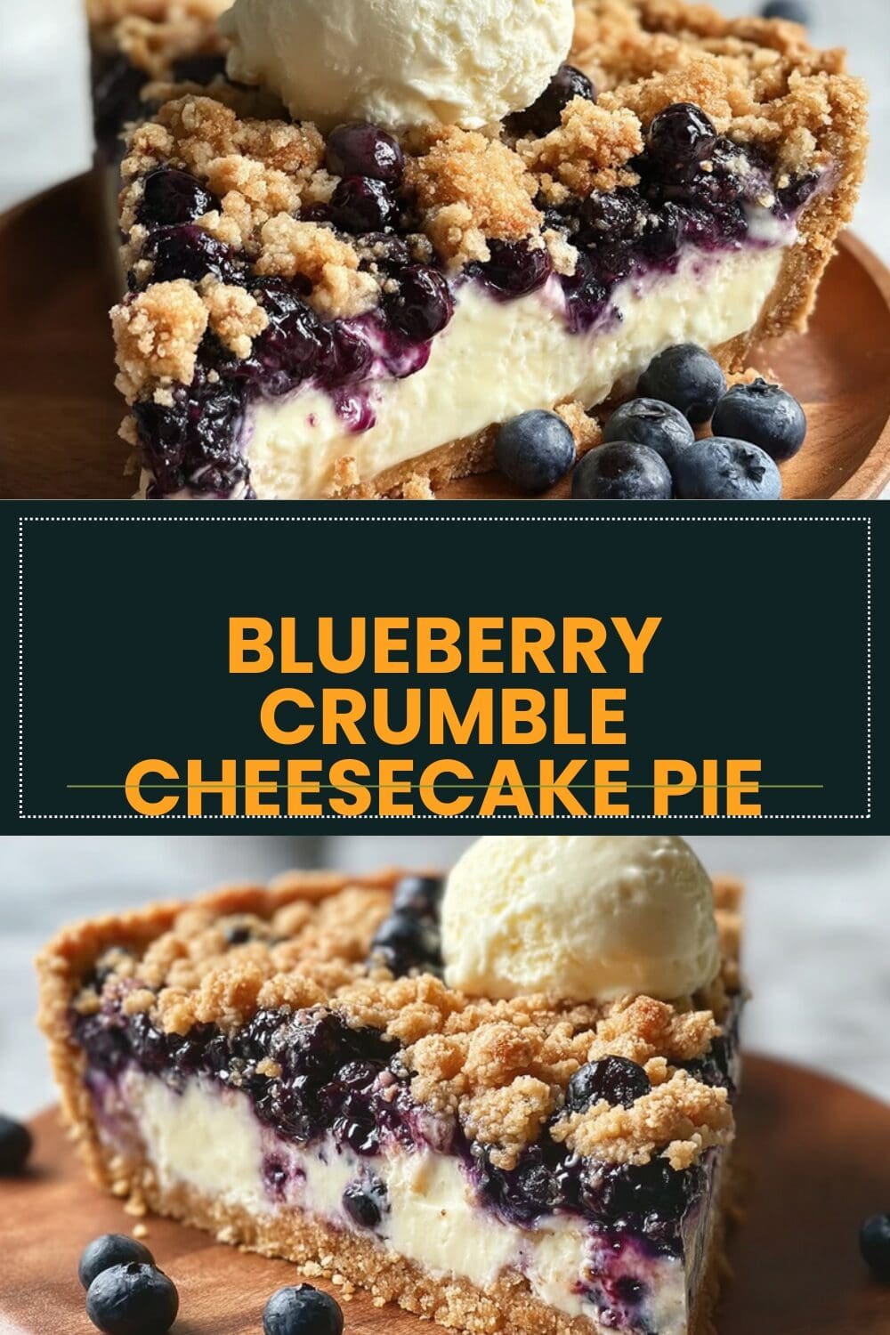 Blueberry Crumble Cheesecake Pie