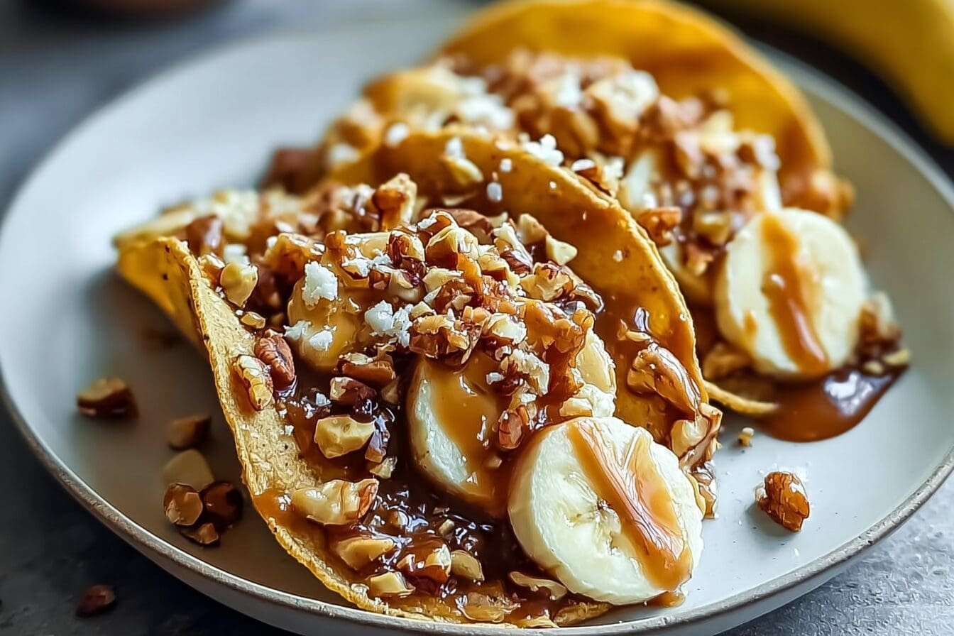 Caramel Banana Nuts Tacos