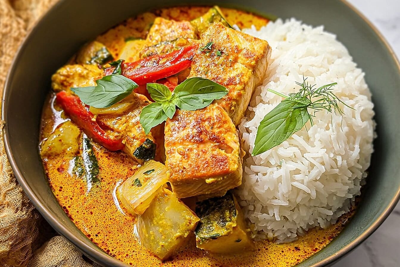 Caribbean Style Coconut Curry Salmon