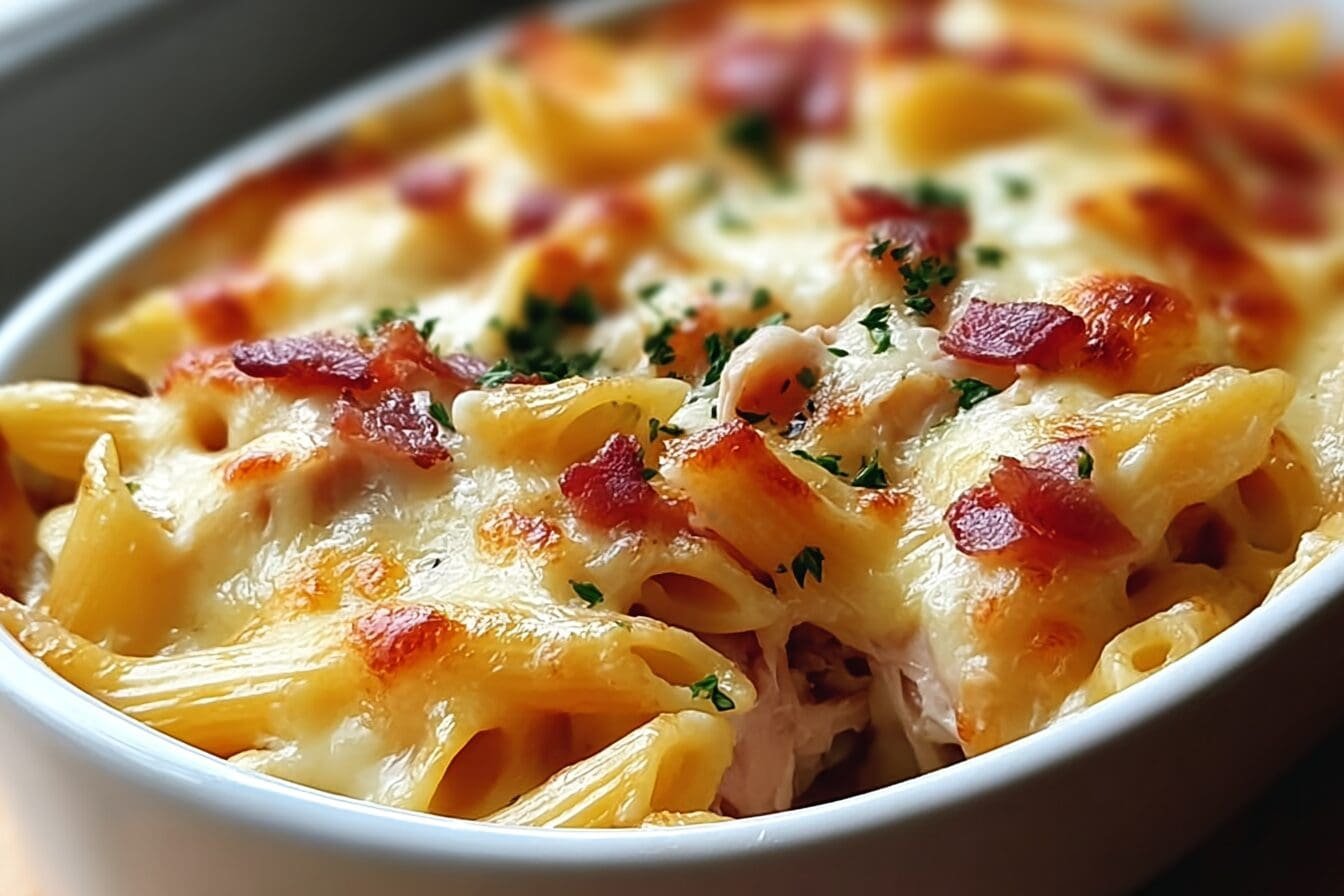 Chicken Bacon Pasta Bake Recipe With Creamy Cheese Sauce 6 Cheesy Chicken And Bacon Pasta Bake