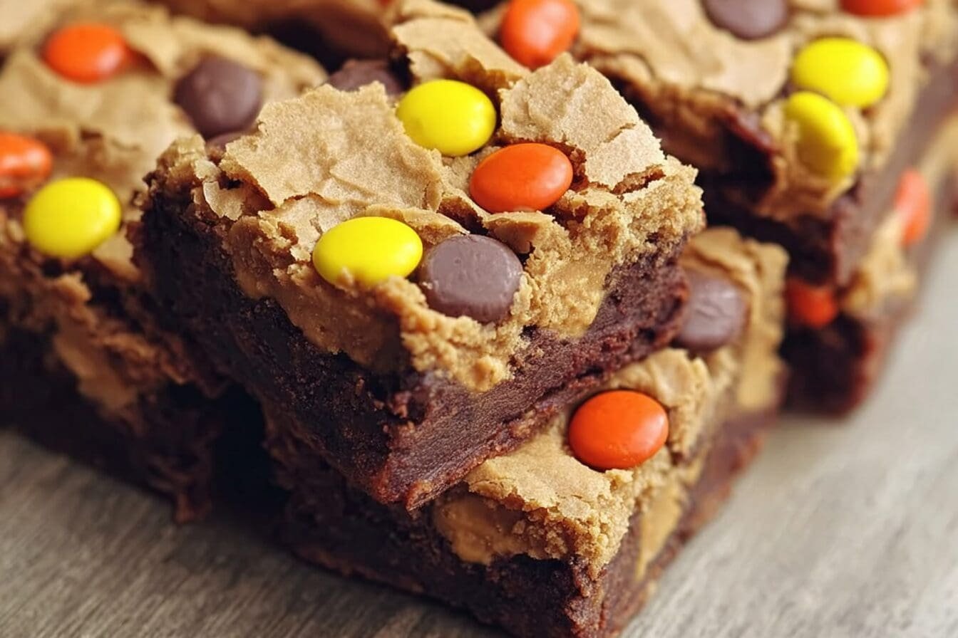 Chewy Reeses Pieces Peanut Butter Brownies