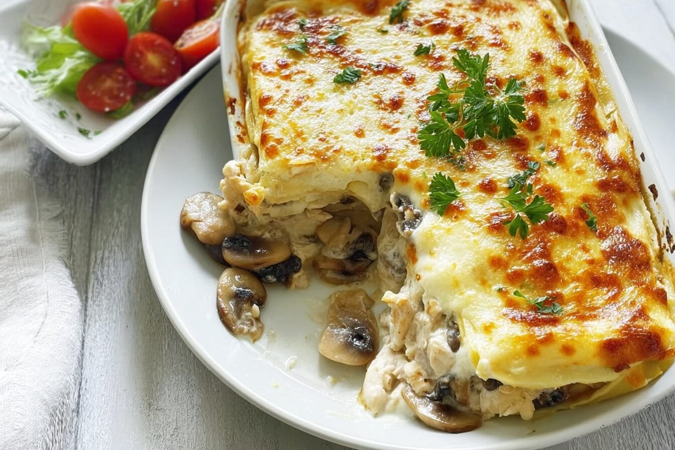 Chicken And Mushroom Crepe Bake