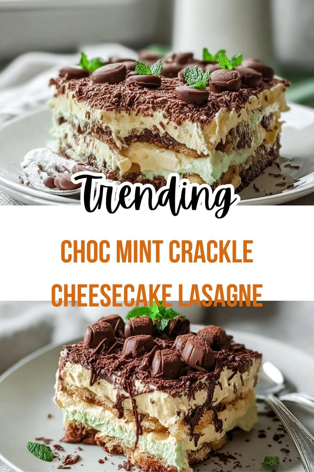 Choc Mint Crackle Cheesecake Lasagne