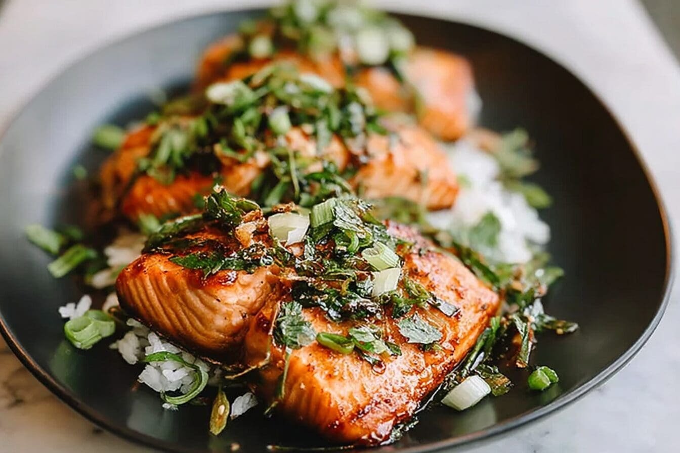 Crispy Scallion Ginger Salmon