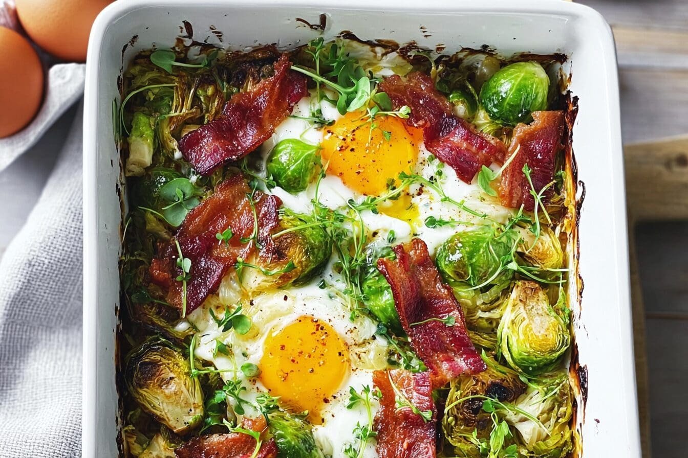 Egg Bacon Sprouts Tray Bake