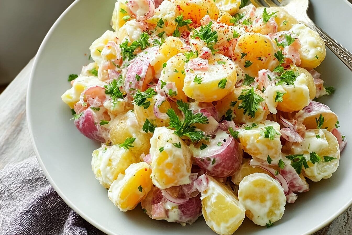 German Potato Salad Recipe With Tangy Bacon Dressing And Fresh Herbs 6 German Potato Salad