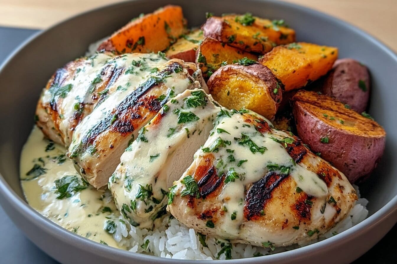 Grilled Chicken Creamy Herb Sauce