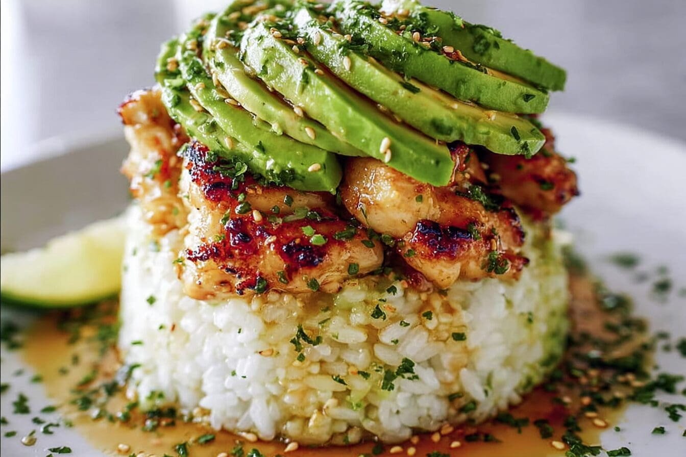 Honey Lime Chicken With Creamy Avocado Rice Stack Recipe 6 Honey Lime Chicken Avocado Rice Stack