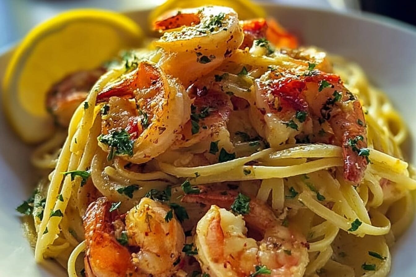 Lemon Pepper Lobster Shrimp Pasta