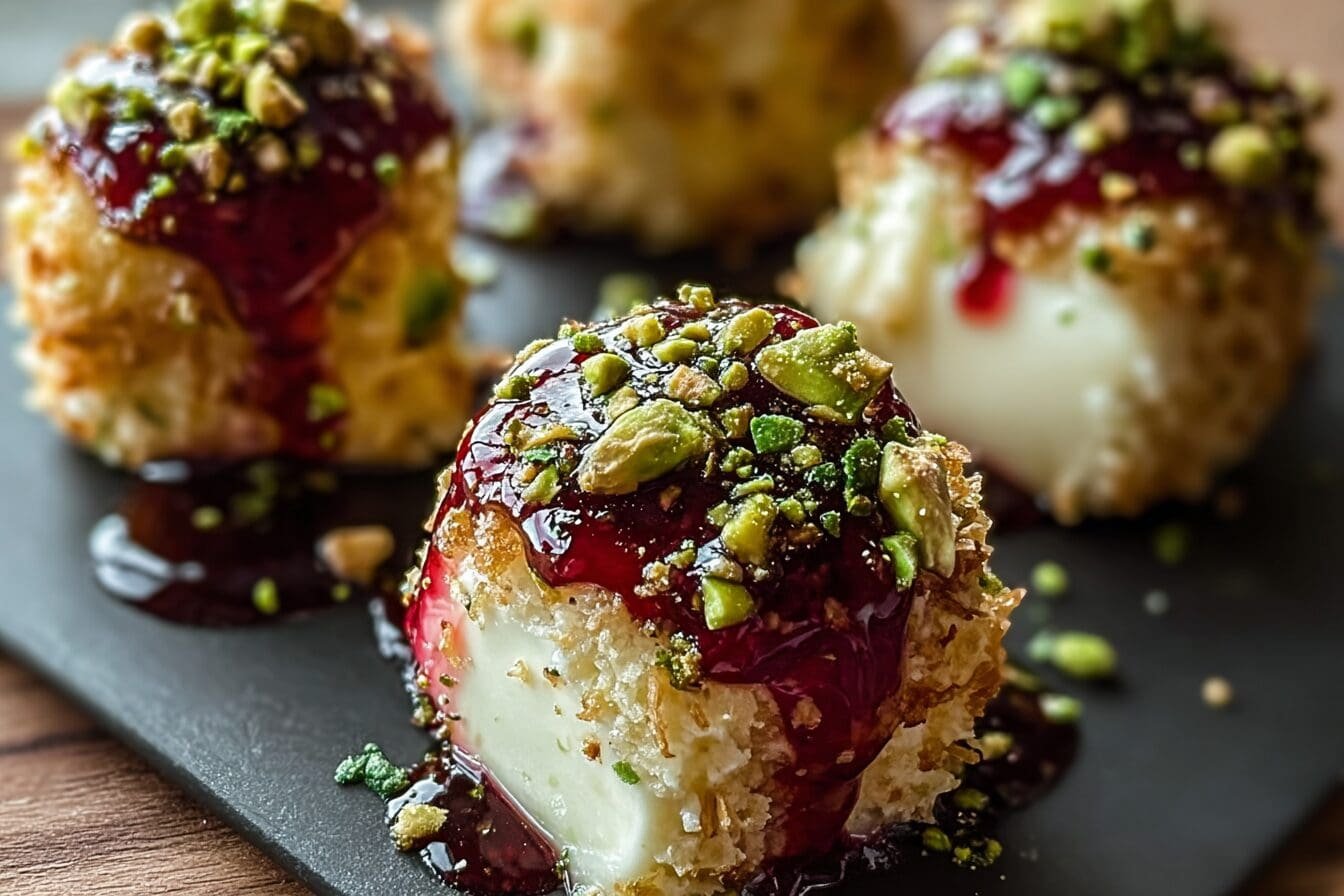 Pistachio Crusted Brie Bites