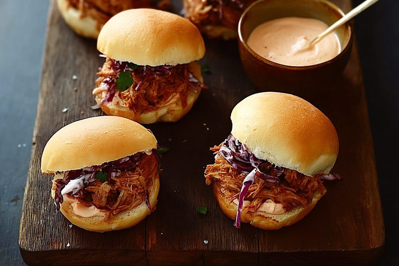 Slow Cooker Bbq Chicken Sliders Recipe For Tender Pulled Meat 6 Pulled Chicken Sliders