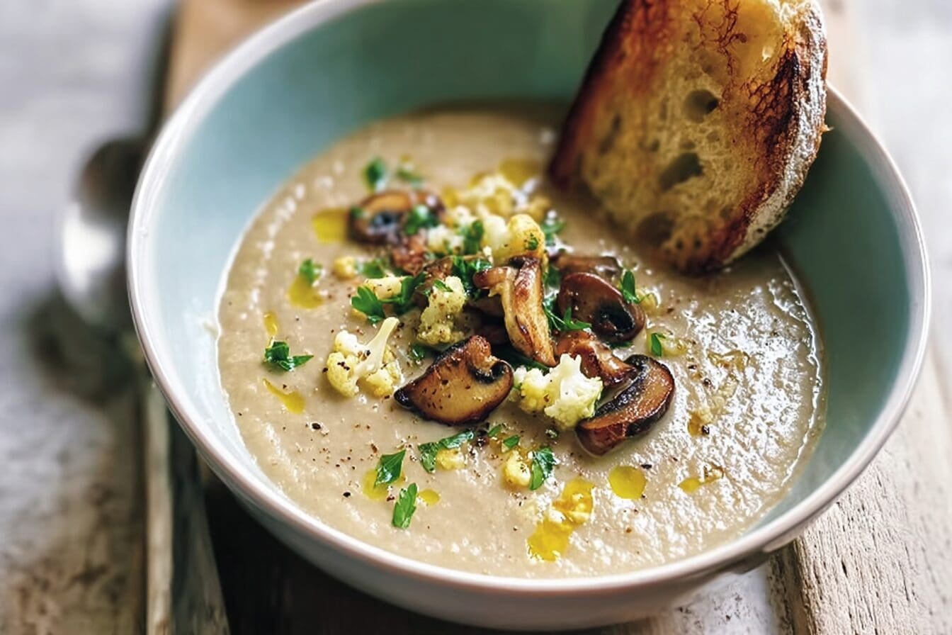 Roasted Mushroom Cauliflower Soup