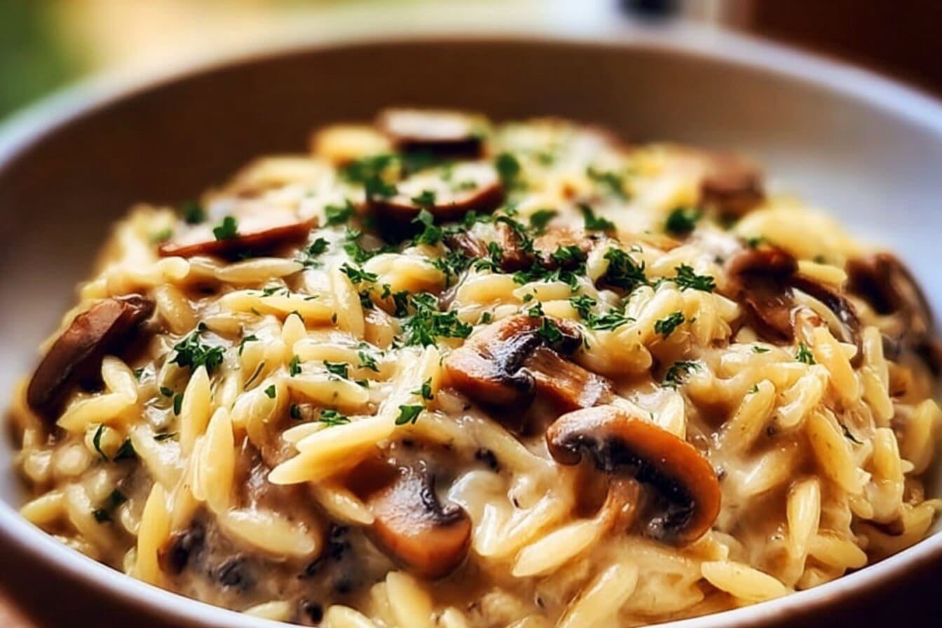 Savory Orzo Mushrooms