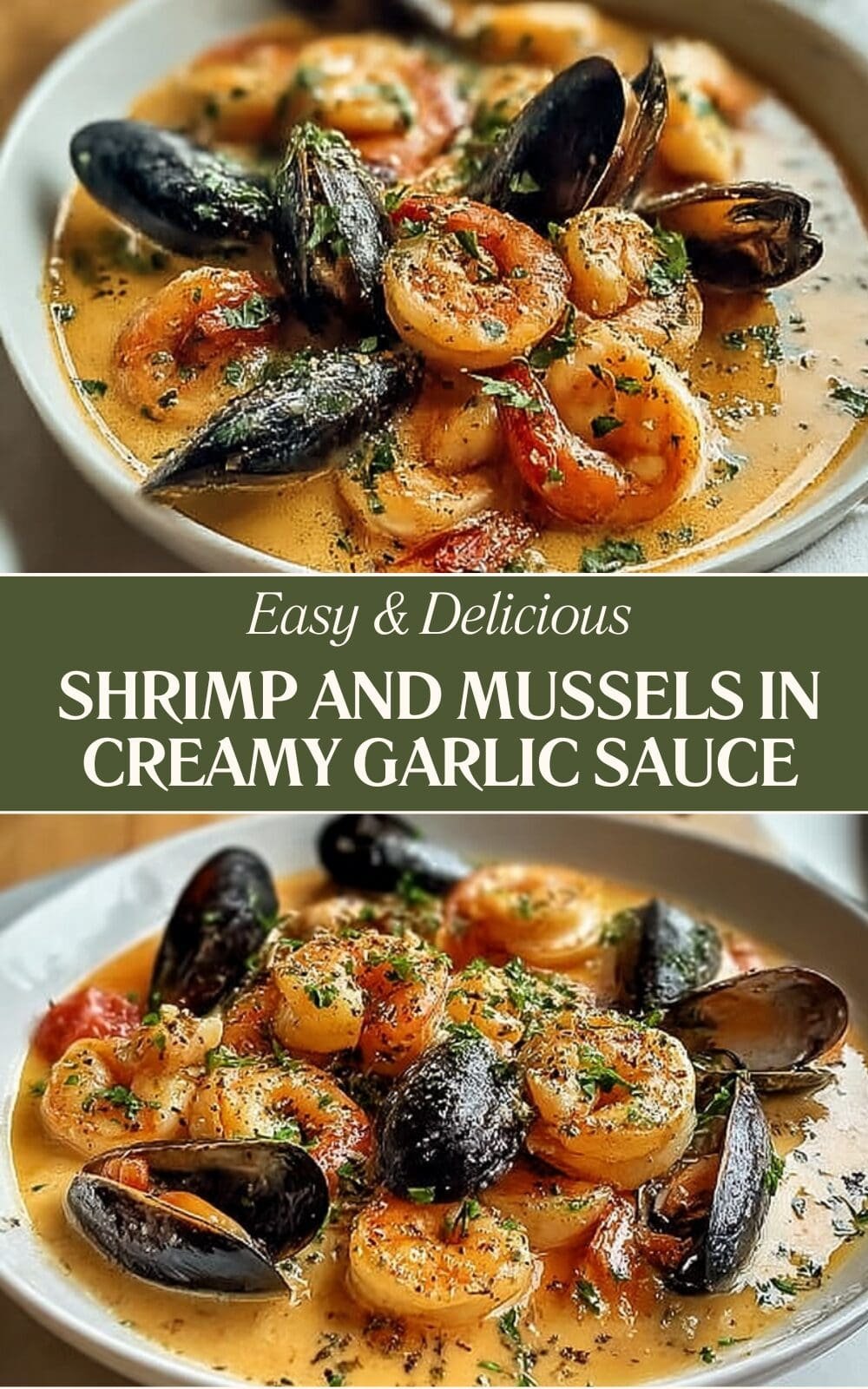 Shrimp And Mussels In Creamy Garlic Sauce