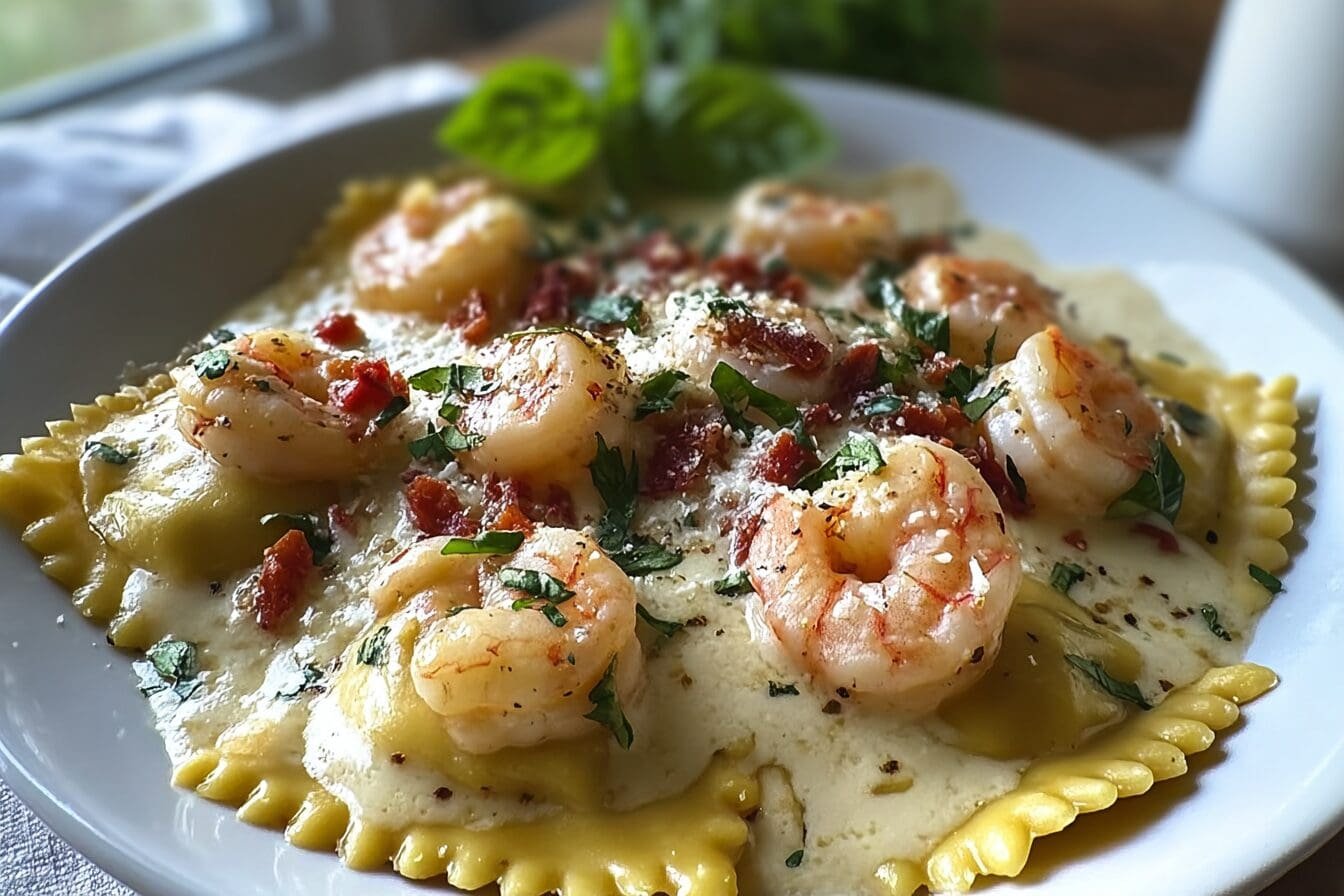 Shrimp Ravioli Recipe With Creamy Sauce And Fresh Herbs 6 Shrimp Parmesan Ravioli