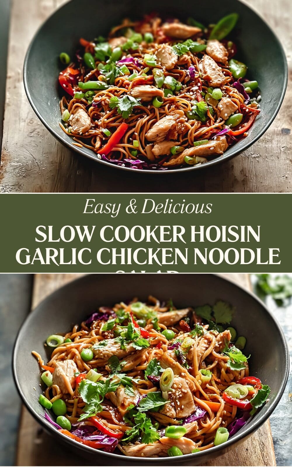 Slow Cooker Hoisin Garlic Chicken Noodle Salad